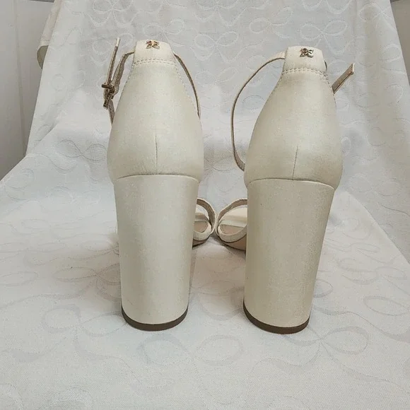 New Sam Edelman Yaro Ivory Satin Block Heel Sandal‎ 10 W Event Wedding Formal - Picture 2 of 8